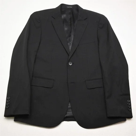Pronto Uomo 40R 34x32 Black 100% Wool Mens Jacket Pants Suit